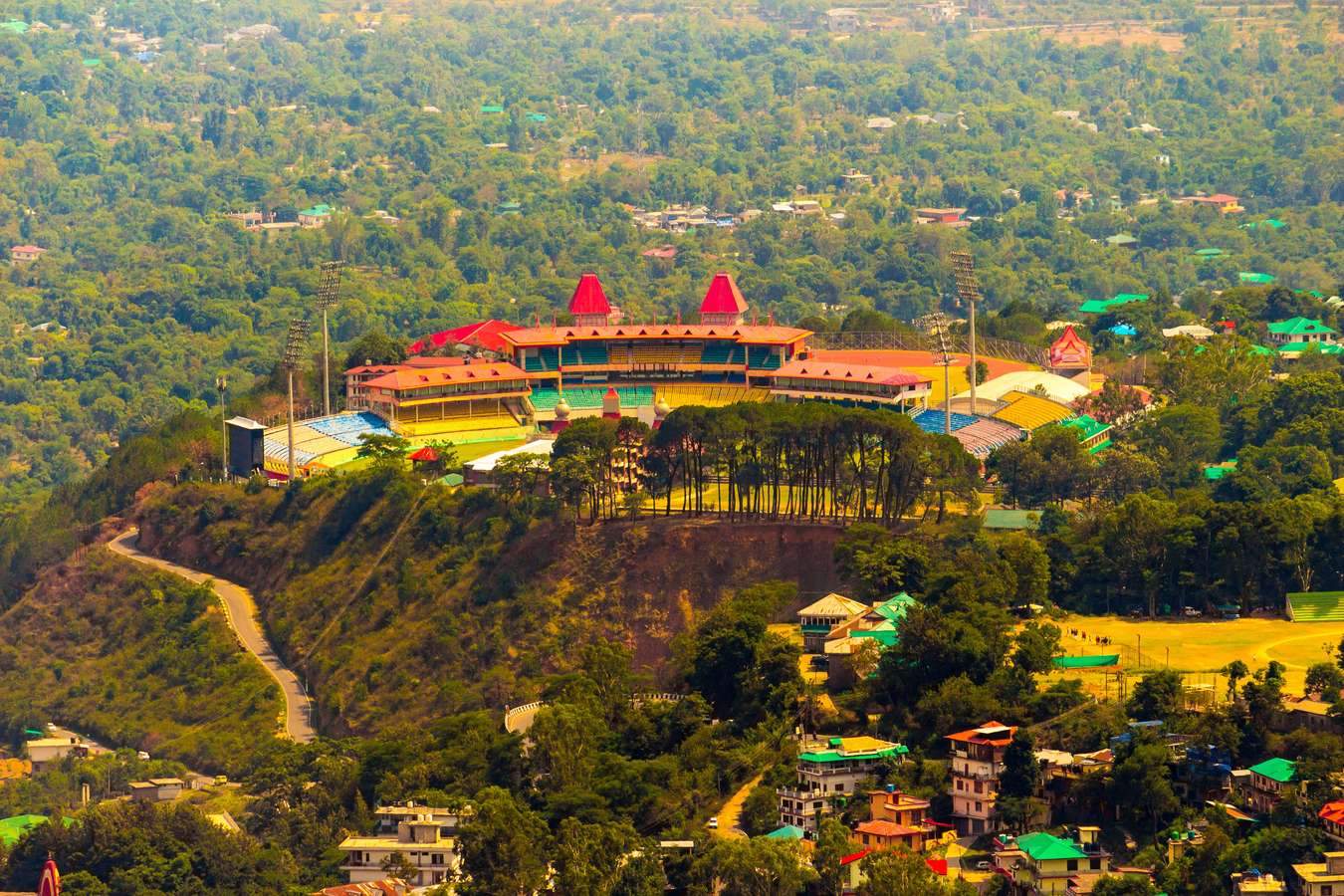 Aerial view of Dharamshala Cricket Stadium