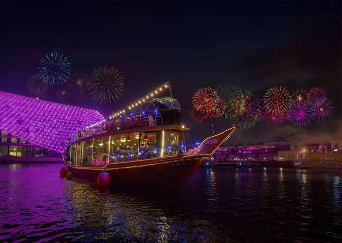 Witness fireworks on Diwali as you explore Yas Marina on a Dhow cruise