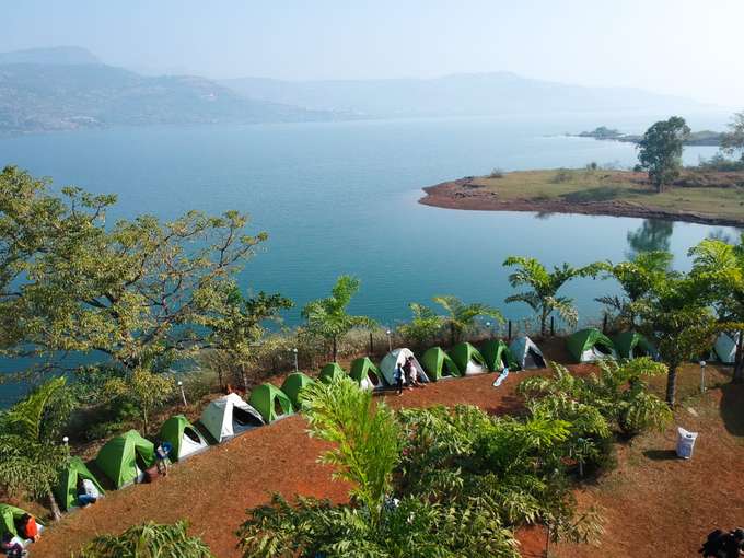 Aerial view of serene Pawna Lake