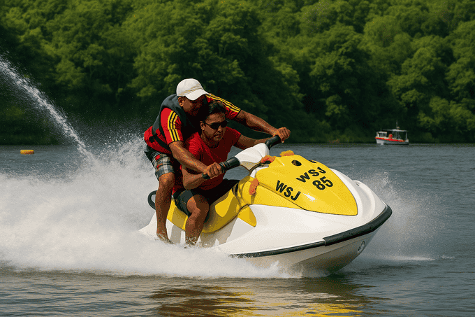 Ride a powerful jet ski, offering a thrilling experience
