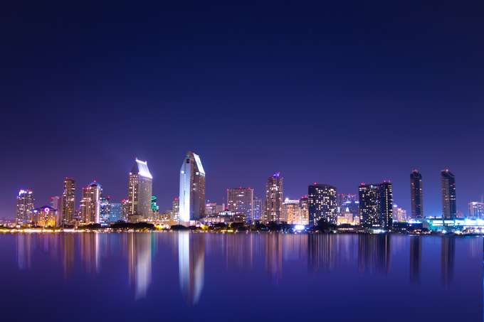 See the amazing skyline of San Diego lightened up by numerous lights
