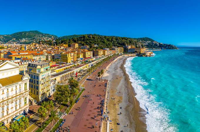 Aerial view of coastal area of Nice