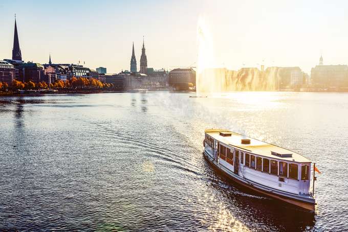 Reserve your spot on a floating shoreline tour of Hamburg's Alster river