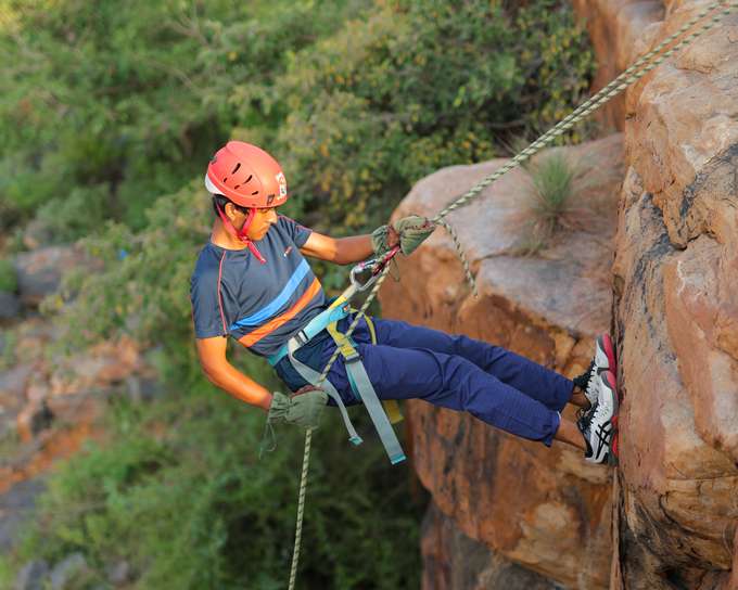 Experience the thrill of rappelling down the stunning rock faces of Gandikota, known as the "Grand Canyon of India"