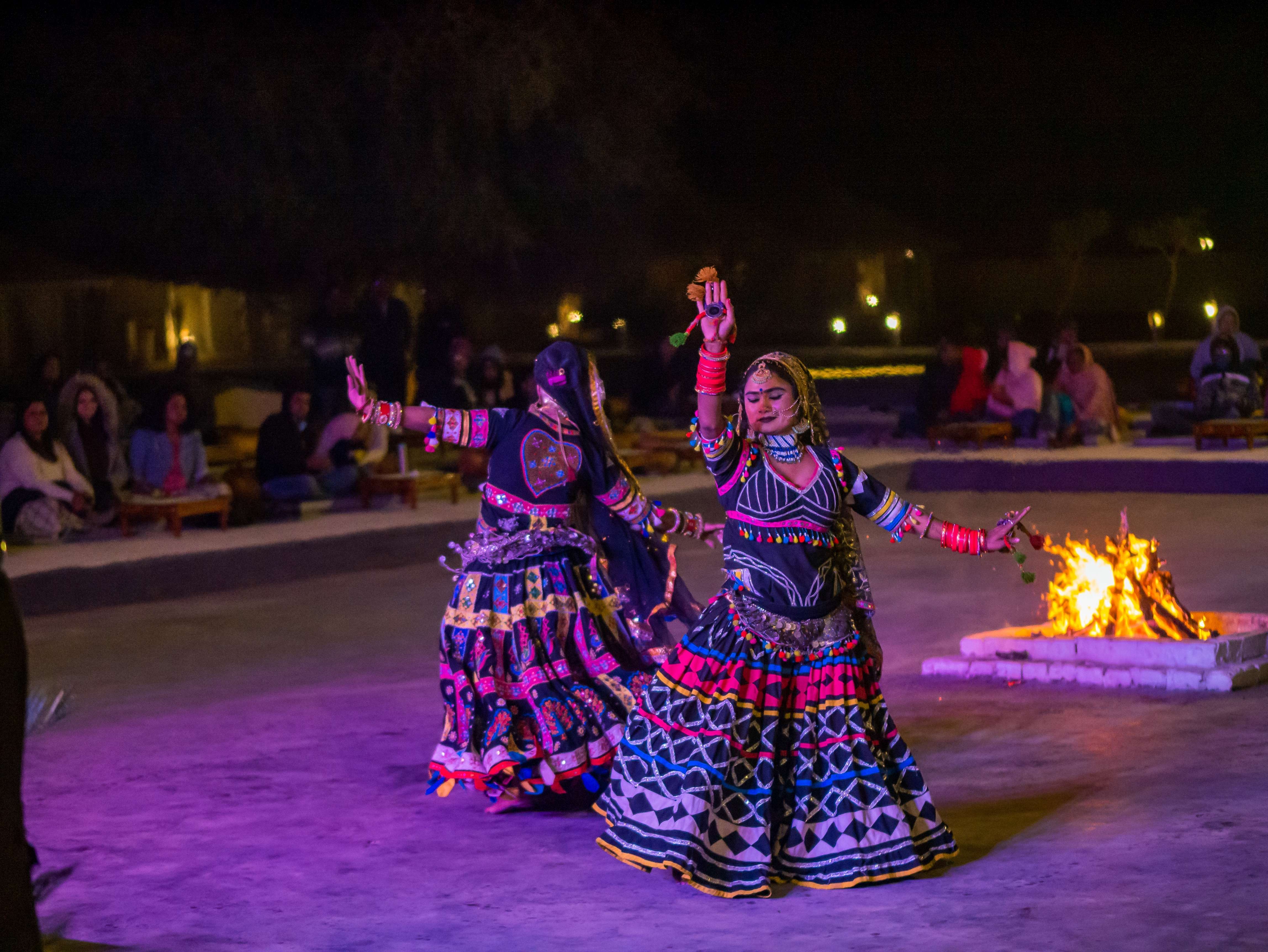 Folk dance performance in the desert
