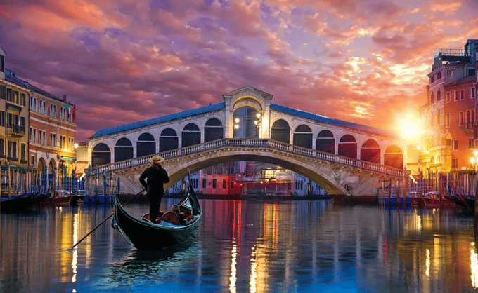 Get mesmerized by the stunning views of Venice's canal in a Gandola 