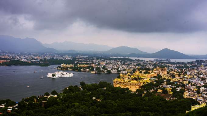 Aerial view of Udaipur in Monsoon