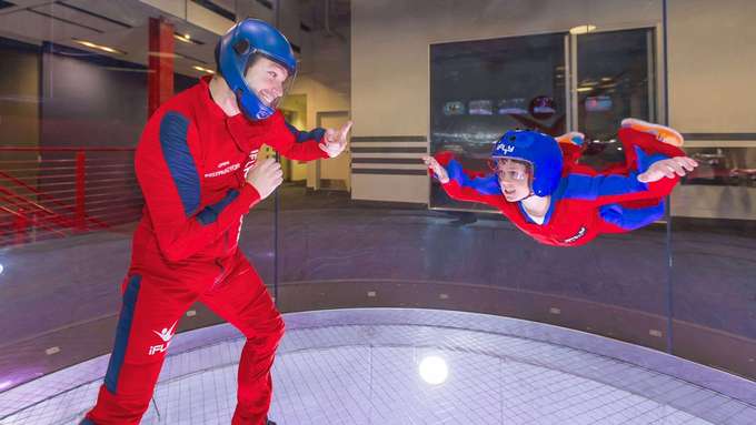Enjoy flying experience in a simulated wind tunnel