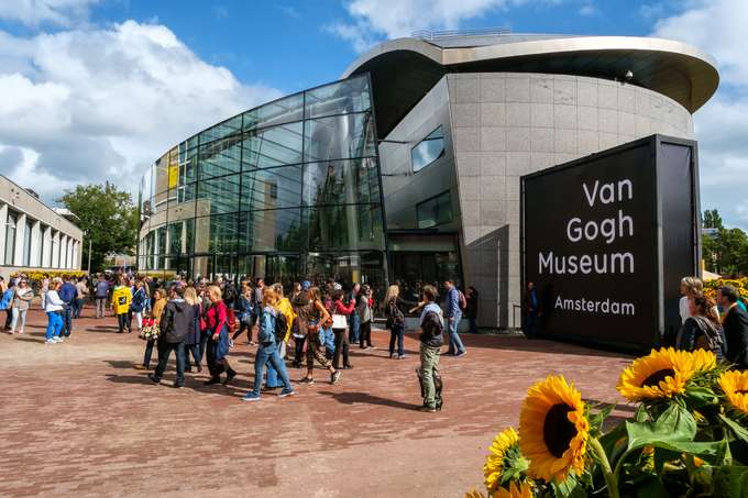 Visitors outside Van Gogh Museum