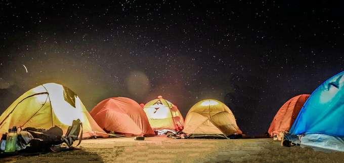 Night view of the campsite