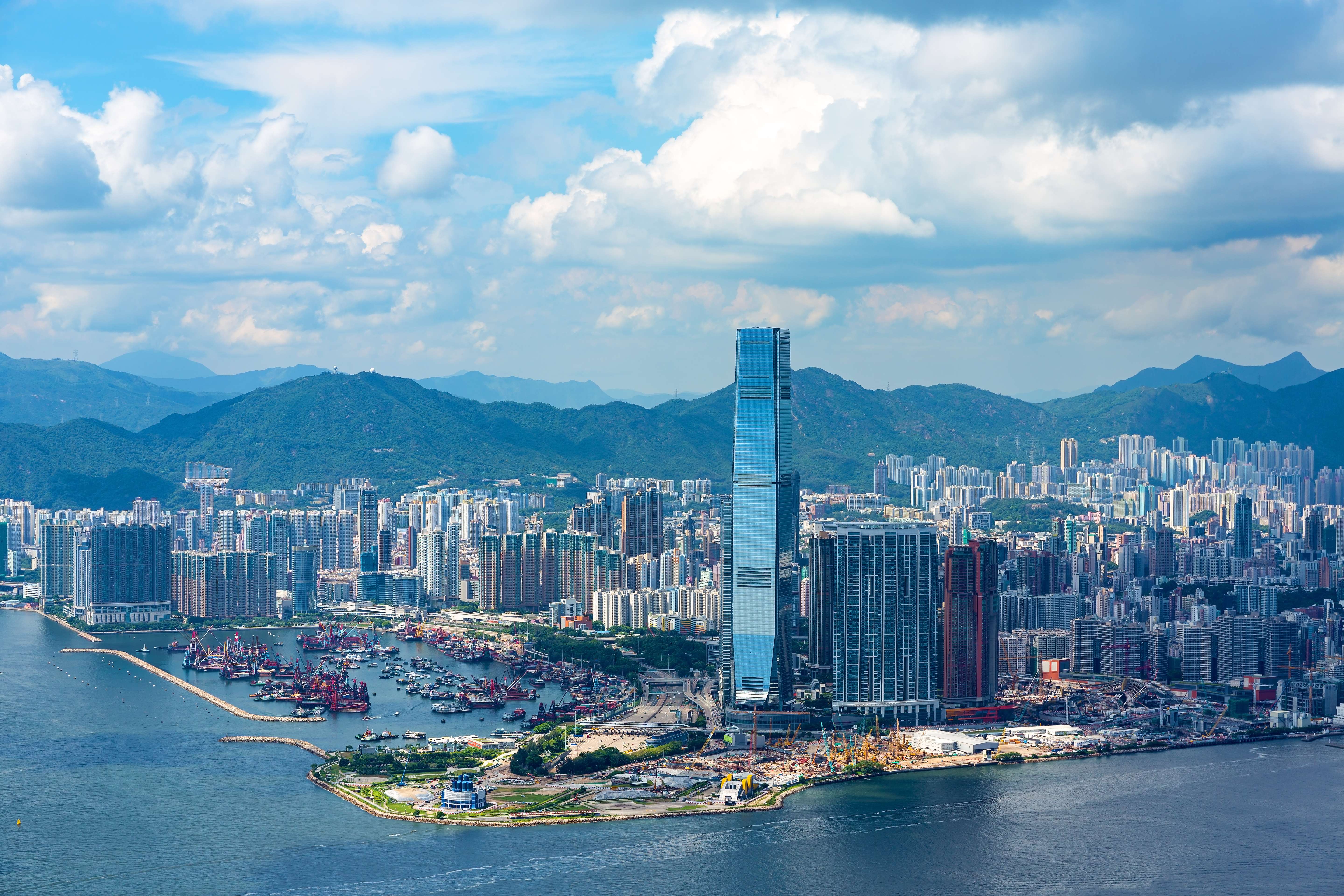 Aerial view of Hong Kong City, Hong Kong