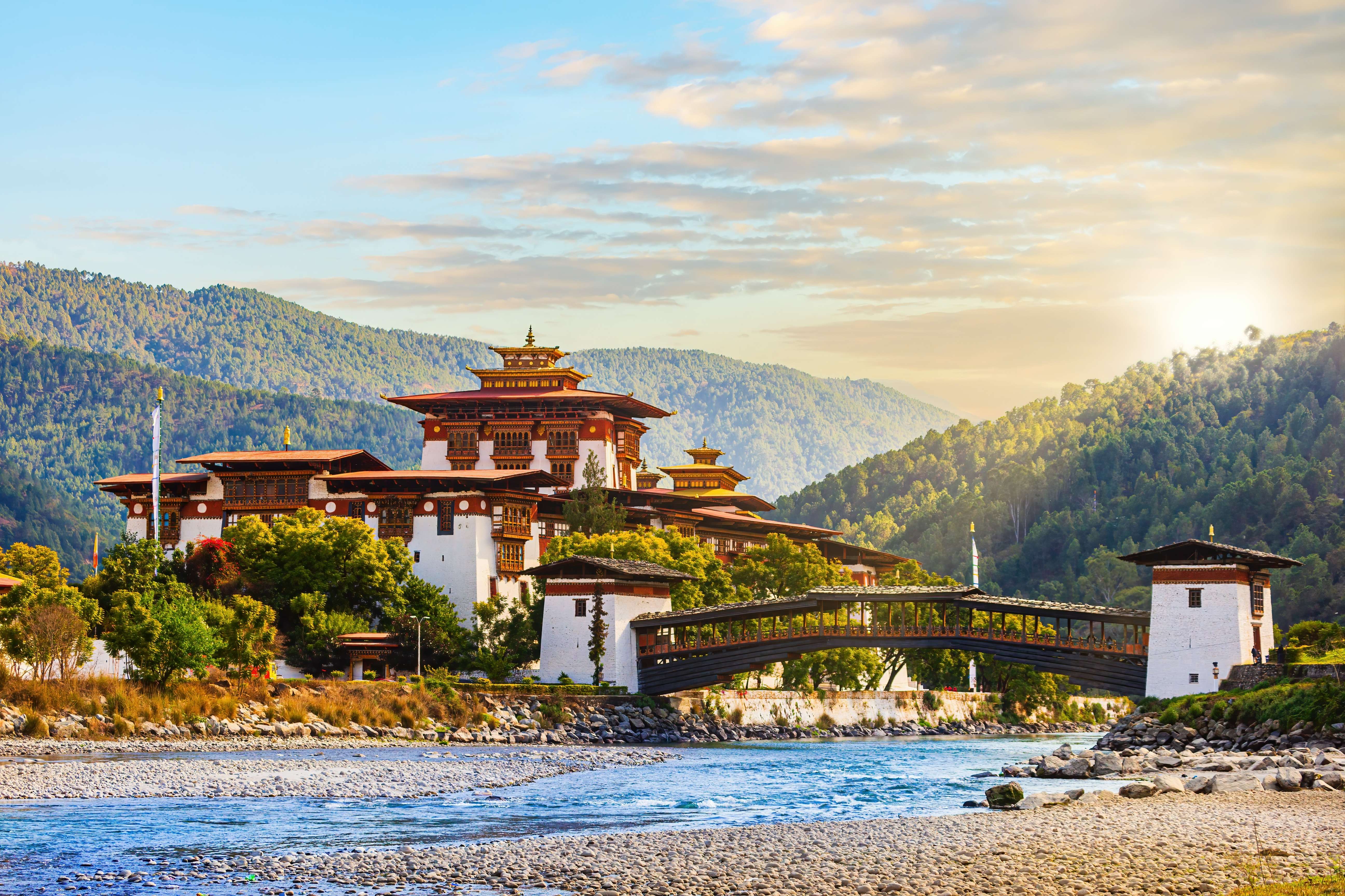 Scenic view of Punakha Dzong