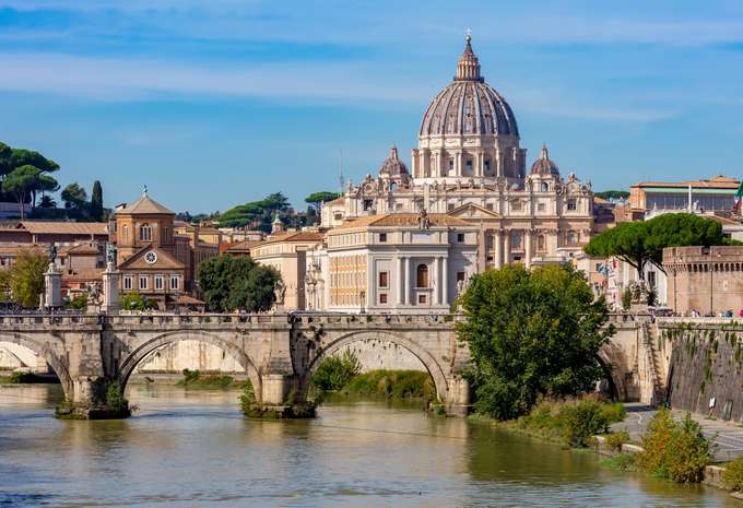 Panoramic views of St. Peters Basilica, Vatican City, Rome