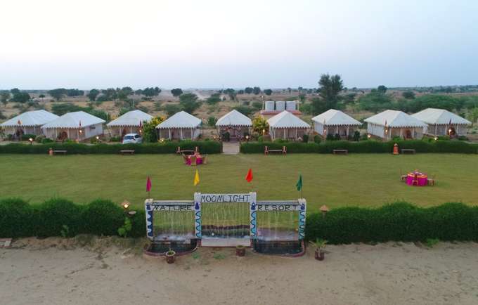 Distant exterior view of the resort