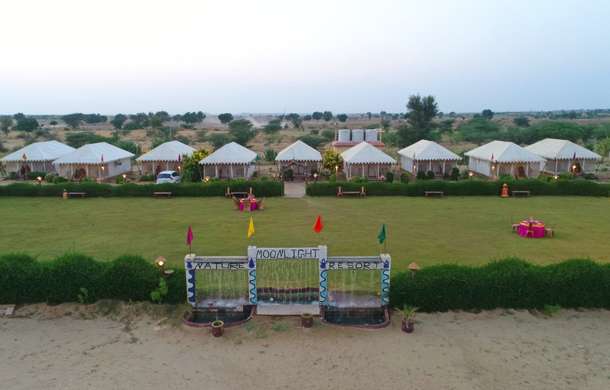 Distant exterior view of the resort