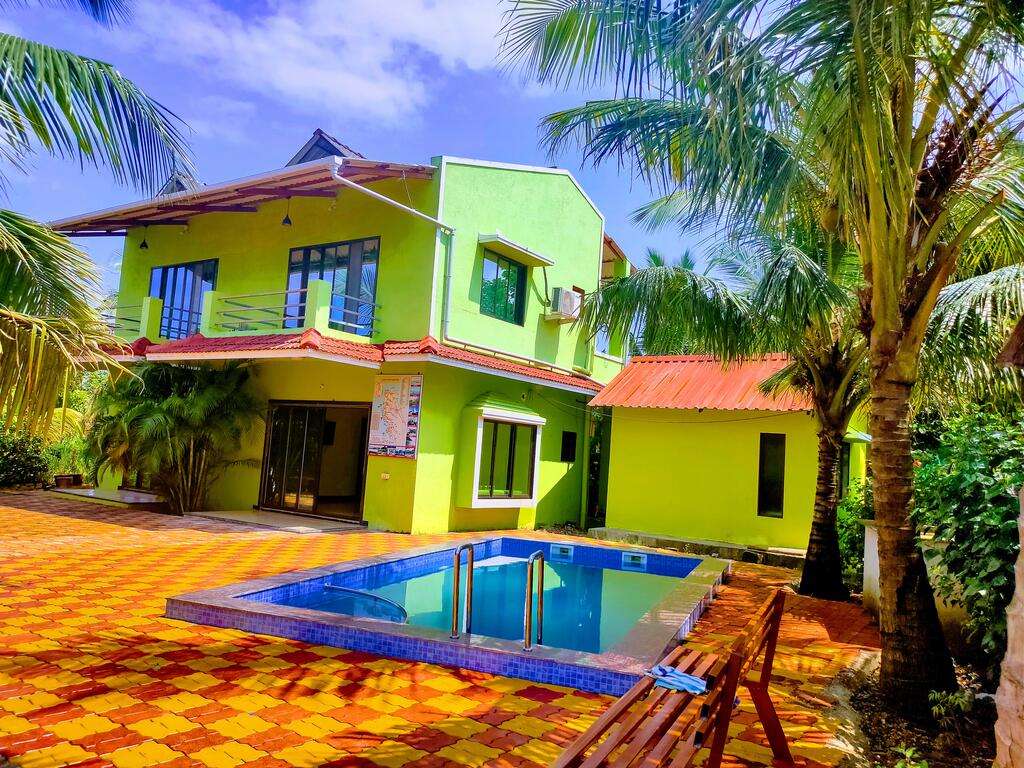 Front view of the homestay with outdoor swimming pool