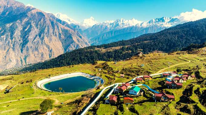 Aerial view of Auli Artificial Lake