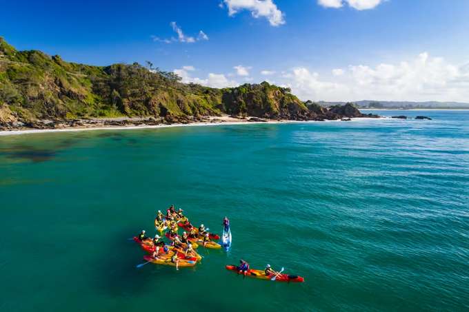Aerial view of the Ocean of the Byron Bay