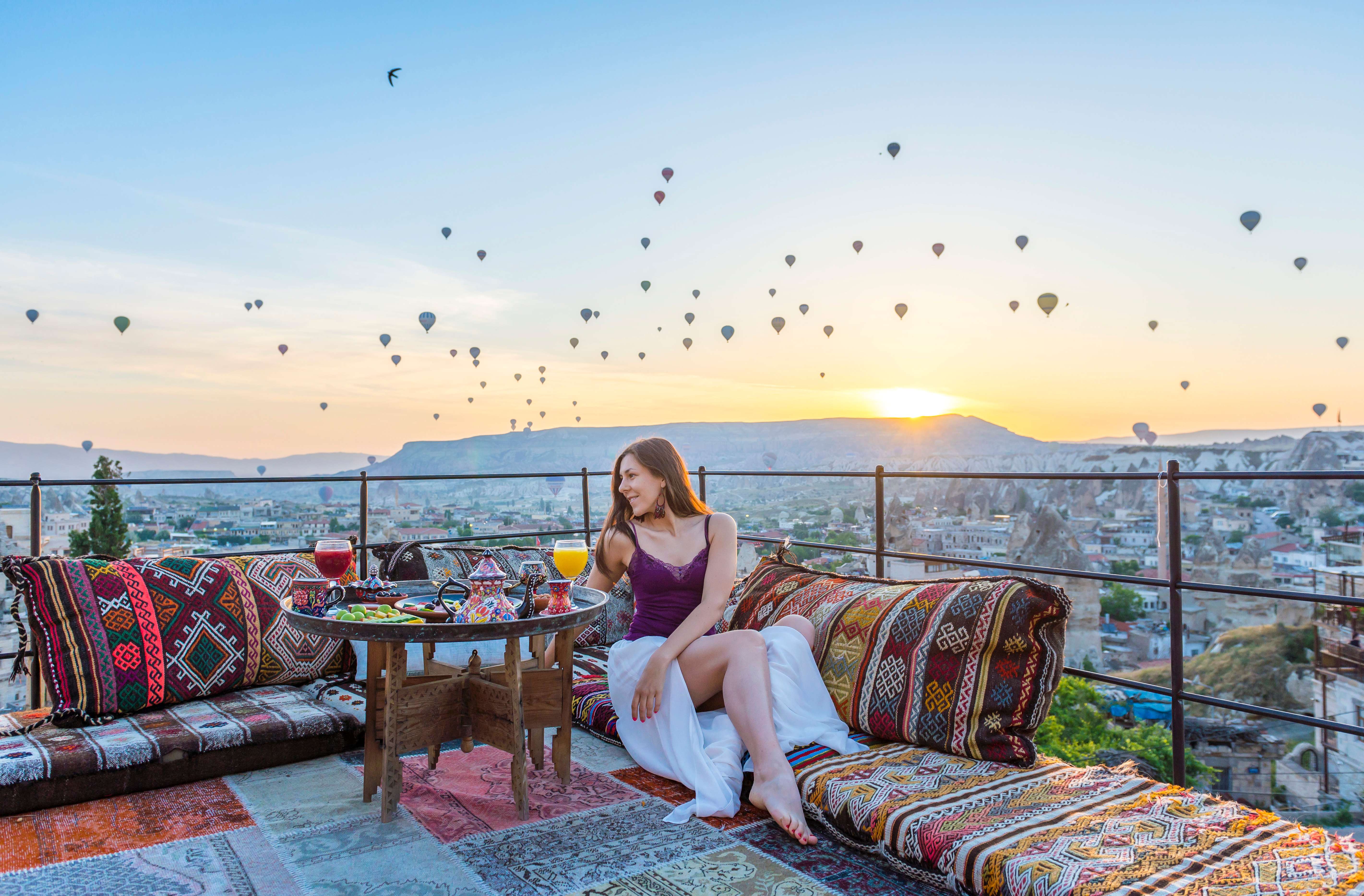 Tourist enjoying in Cappadocia