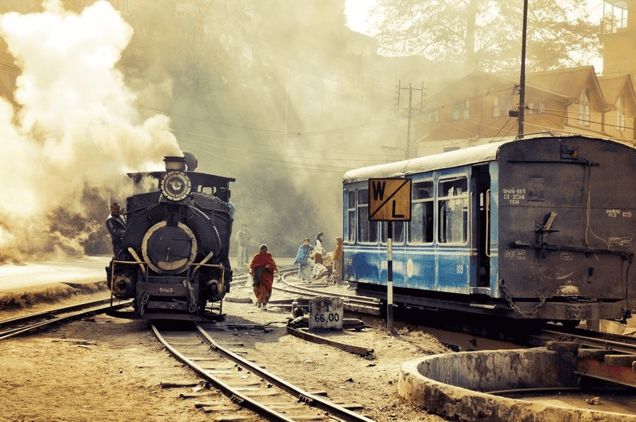 Smoke gushing Toy train of Darjeeling 