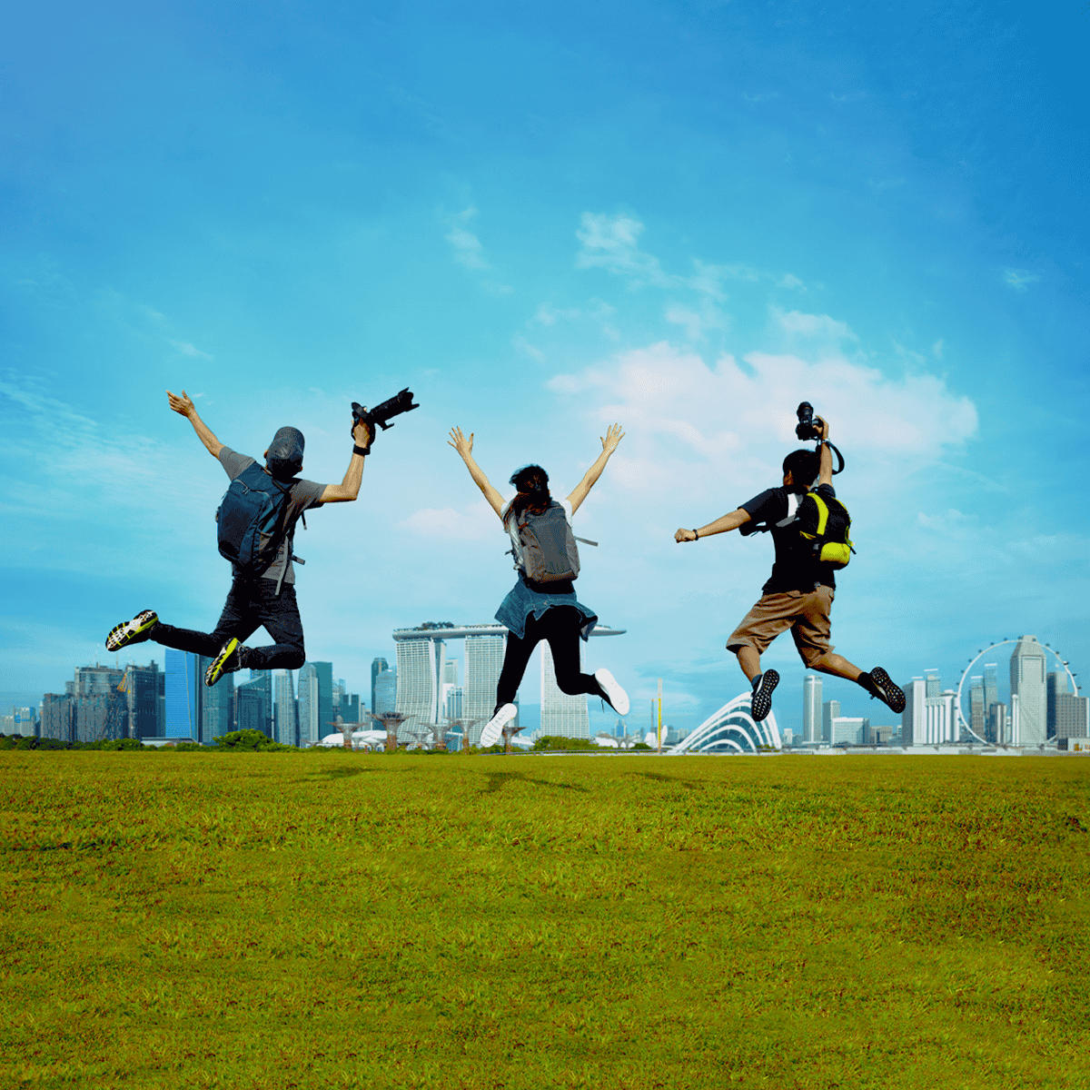 Visitors enjoying in Singapore