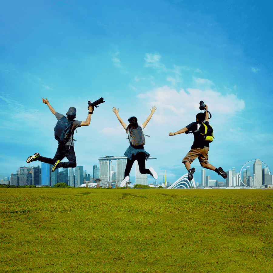 Visitors enjoying in Singapore