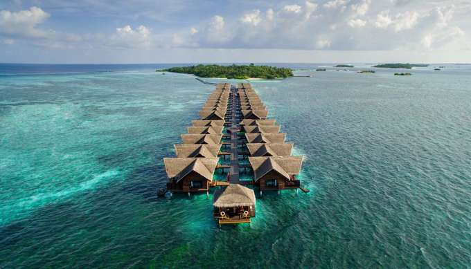 Aerial view of Adaaran Select Hudhuran Fushi, Maldives