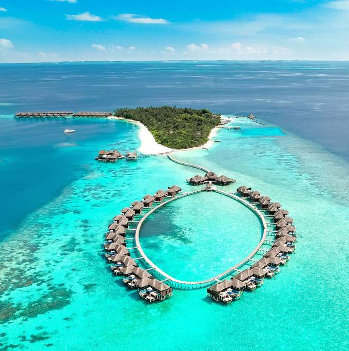 Aerial view of the Coco Bodu Hithi Resort