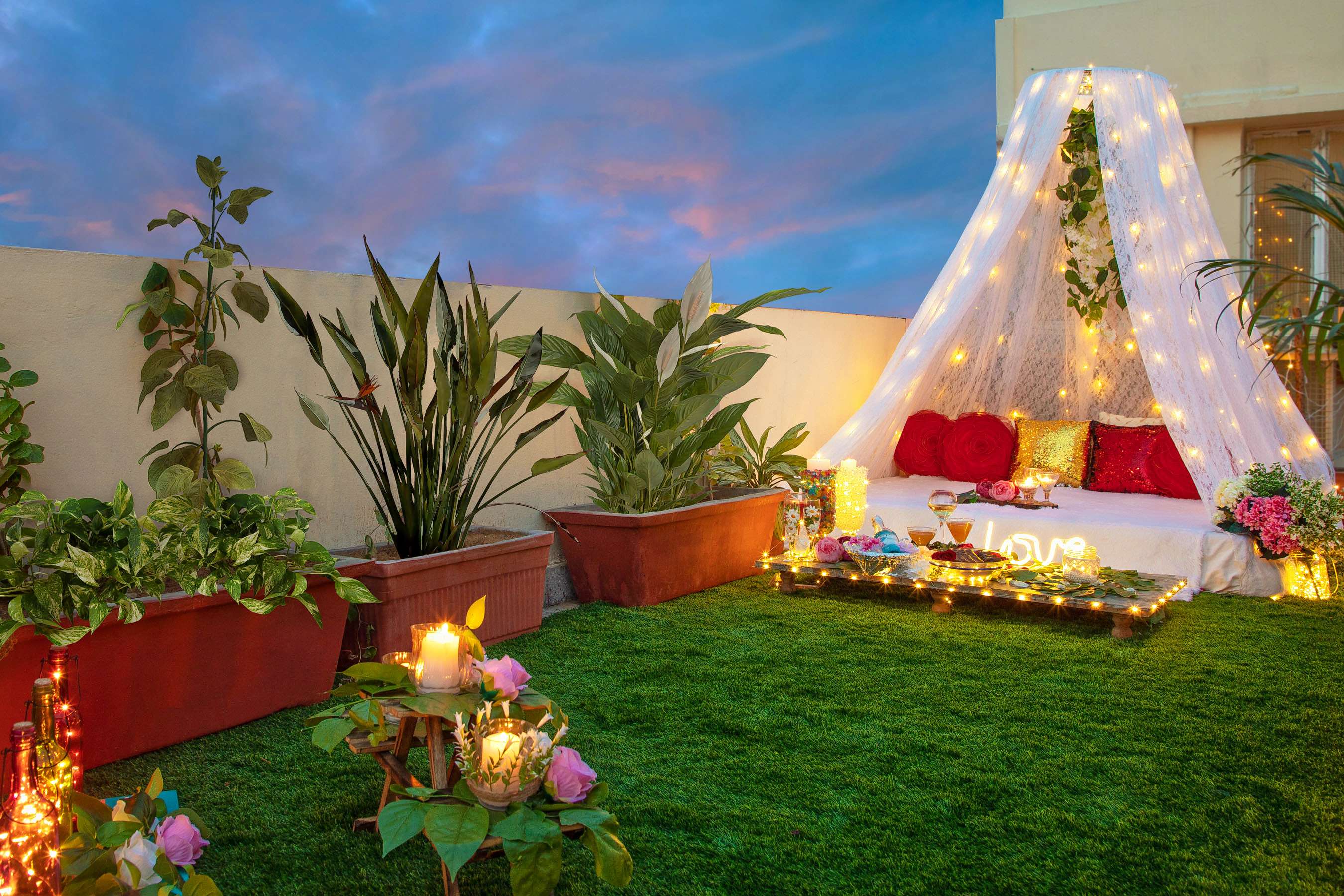 Rooftop Bohemian Cabana Candlelight Dinner In Jaipur
