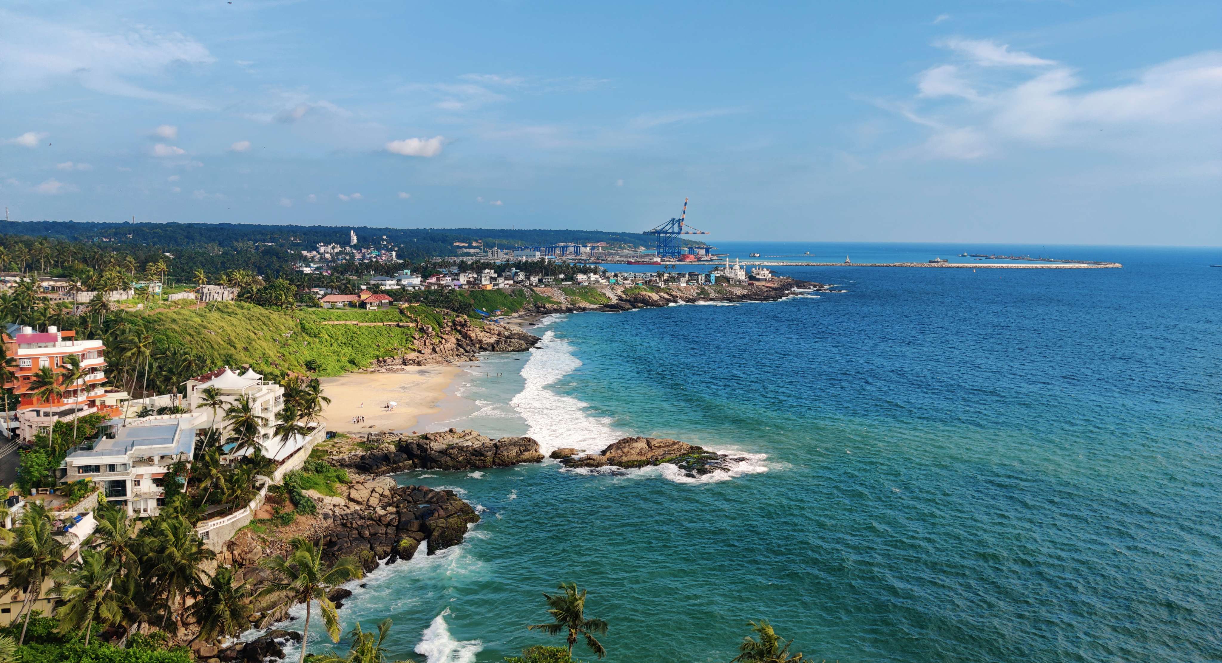 Aerial view of the Kovalam Beach
