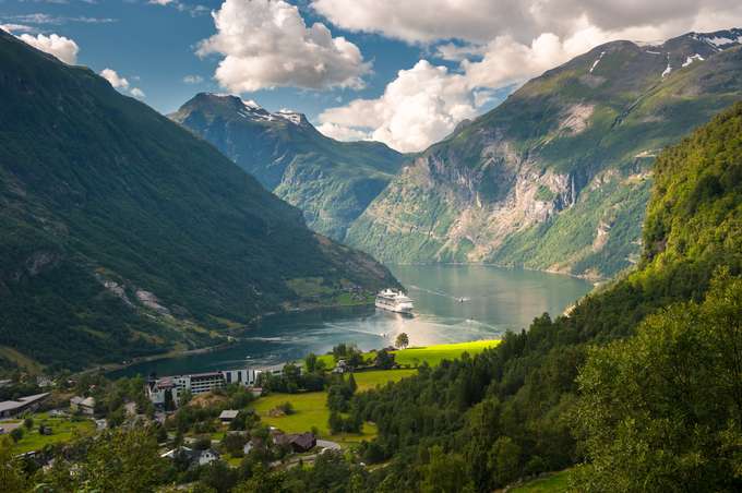 Aerial view of Fjord Cruise Ride, Norway