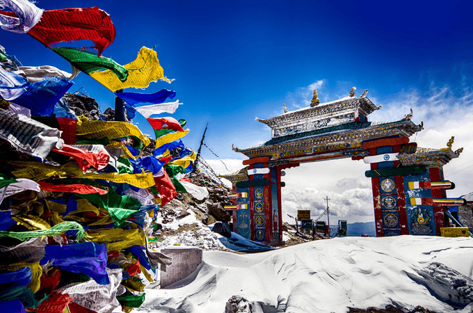 The colorful gate of Tawang Welcoming traveler 
