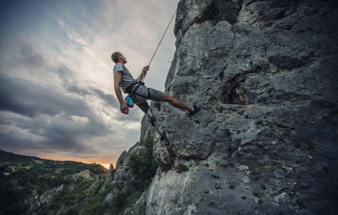 Challenge yourself on a 50-foot rock wall