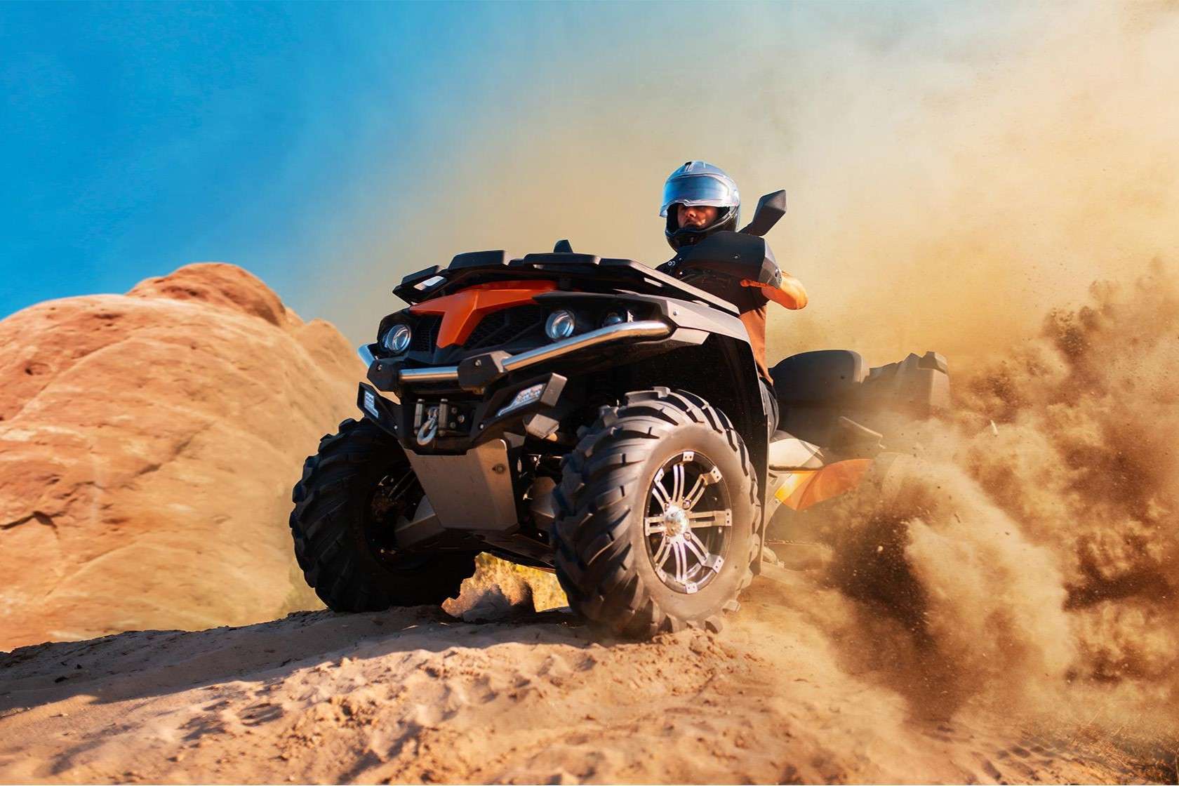 Feel the adrenaline rush as you conquer rugged trails on powerful ATVs
