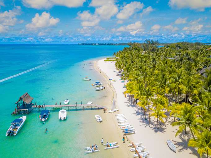 Tourist on a beach in Mauritius