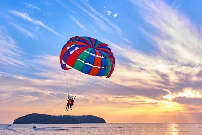 Embark on an exciting parasailing adventure at Ghoghla Beach 