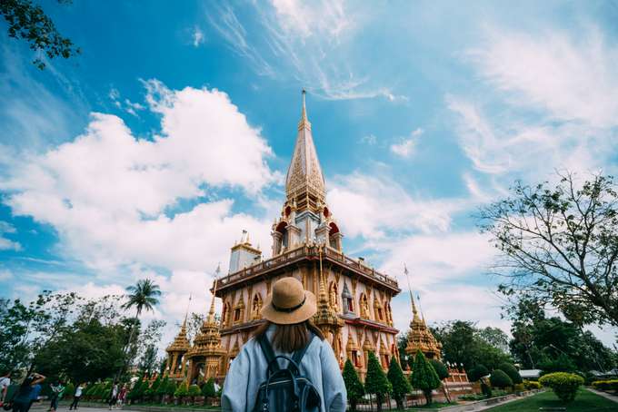 Tourist admiring the Wat Chalong