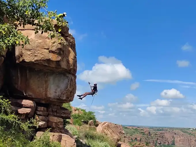 Rock climbing in Gandikota, Andhra Pradesh