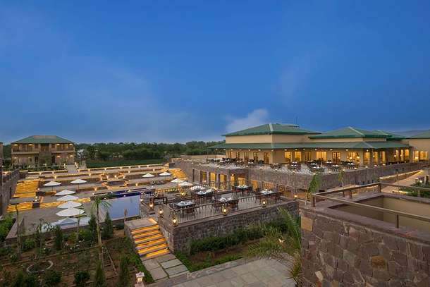 Aerial view of the Sawai Villas from the front side