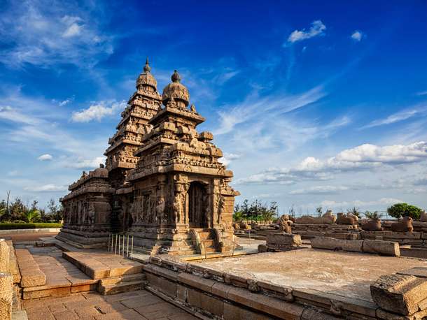Stunning view of Shore temple in Mahabalipuram
