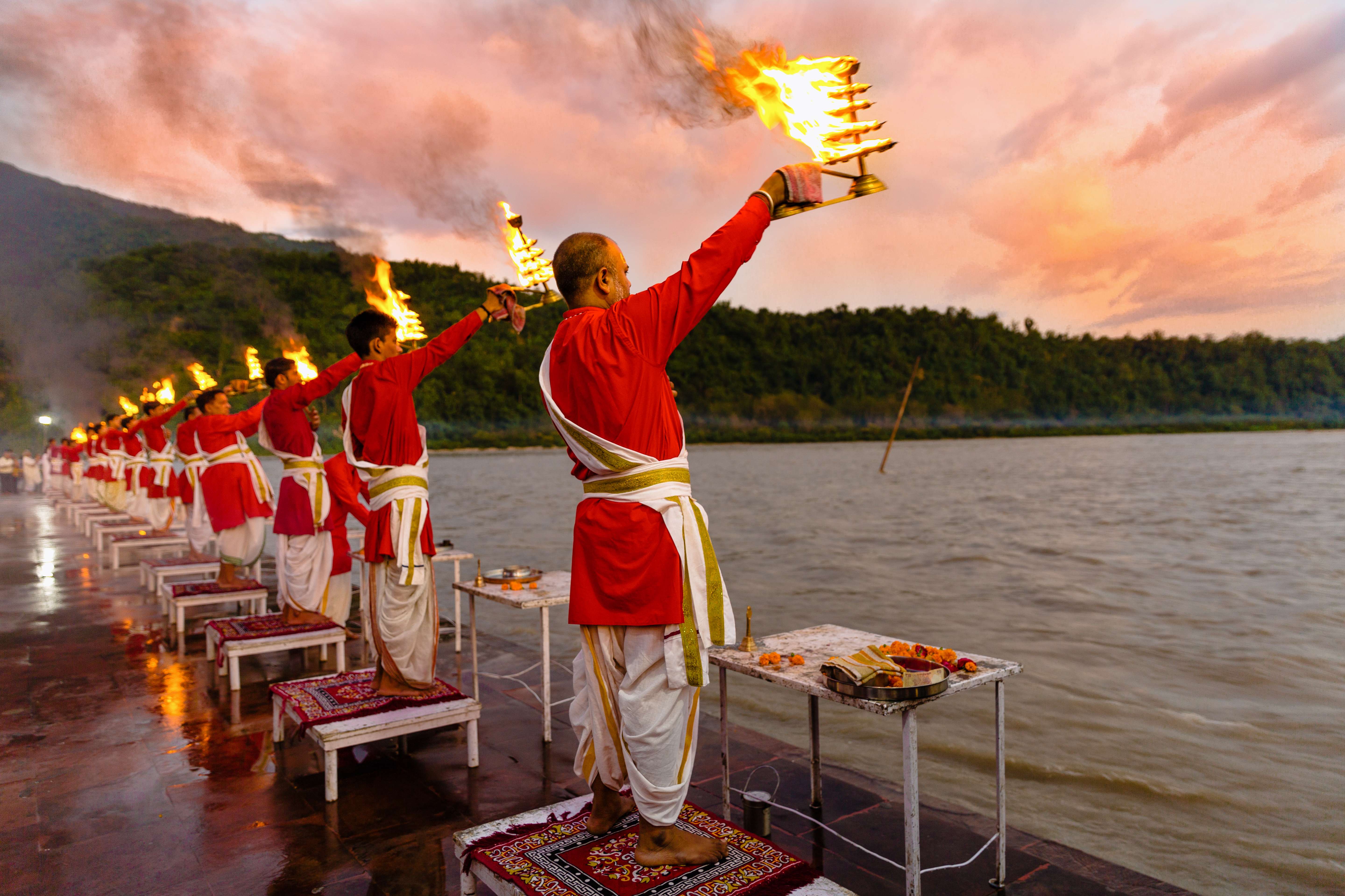 Witness sacred Ganga Aarti at Triveni Ghat