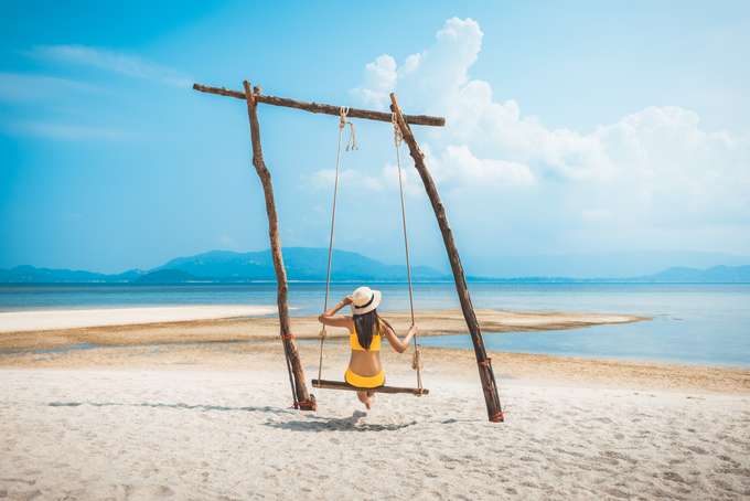 Women enjoying at Koh Samui Beach, Thailand 