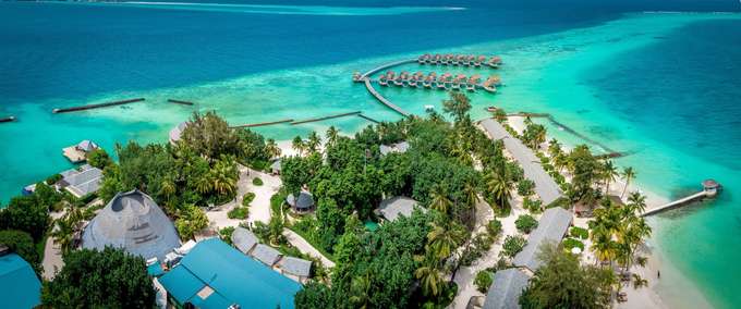 Aerial view of Centara Ras Fushi Resort