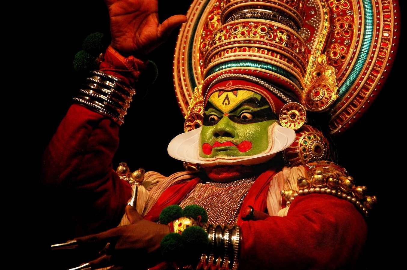 Enjoy the elegance of Kathakali’s hand gestures and powerful expressions
