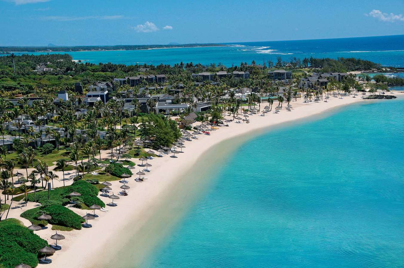 Aerial view of the stunning Long Beach Resort, Mauritius