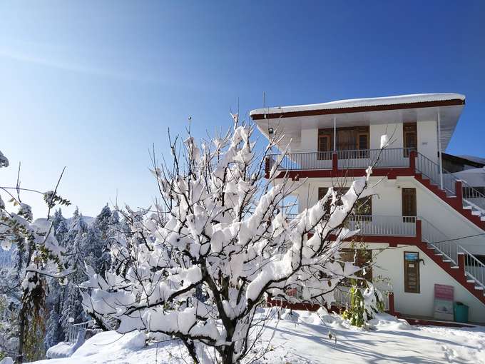 Outside View of homestay snow covered