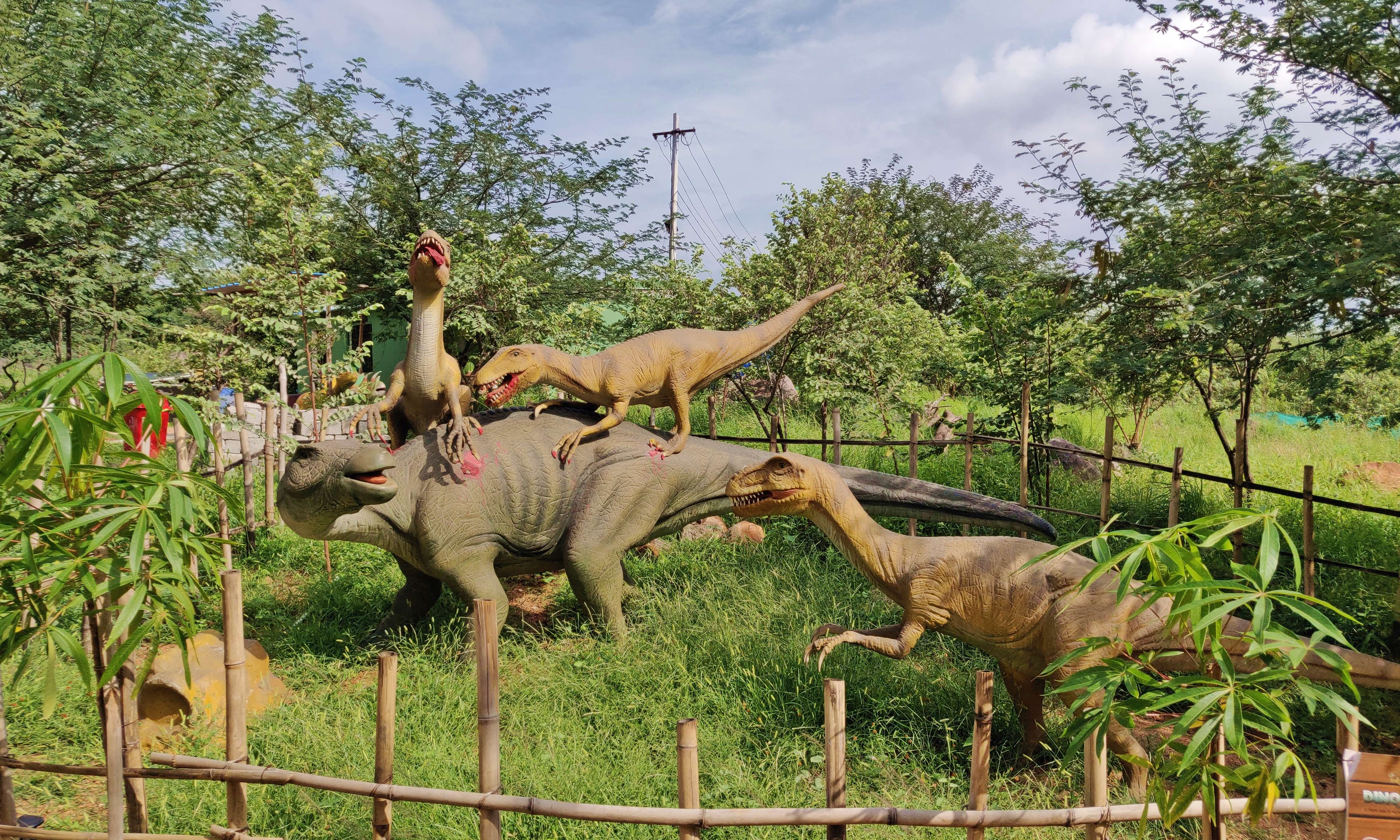 Explore realistic dinosaur replicas at Dino World for a prehistoric adventure