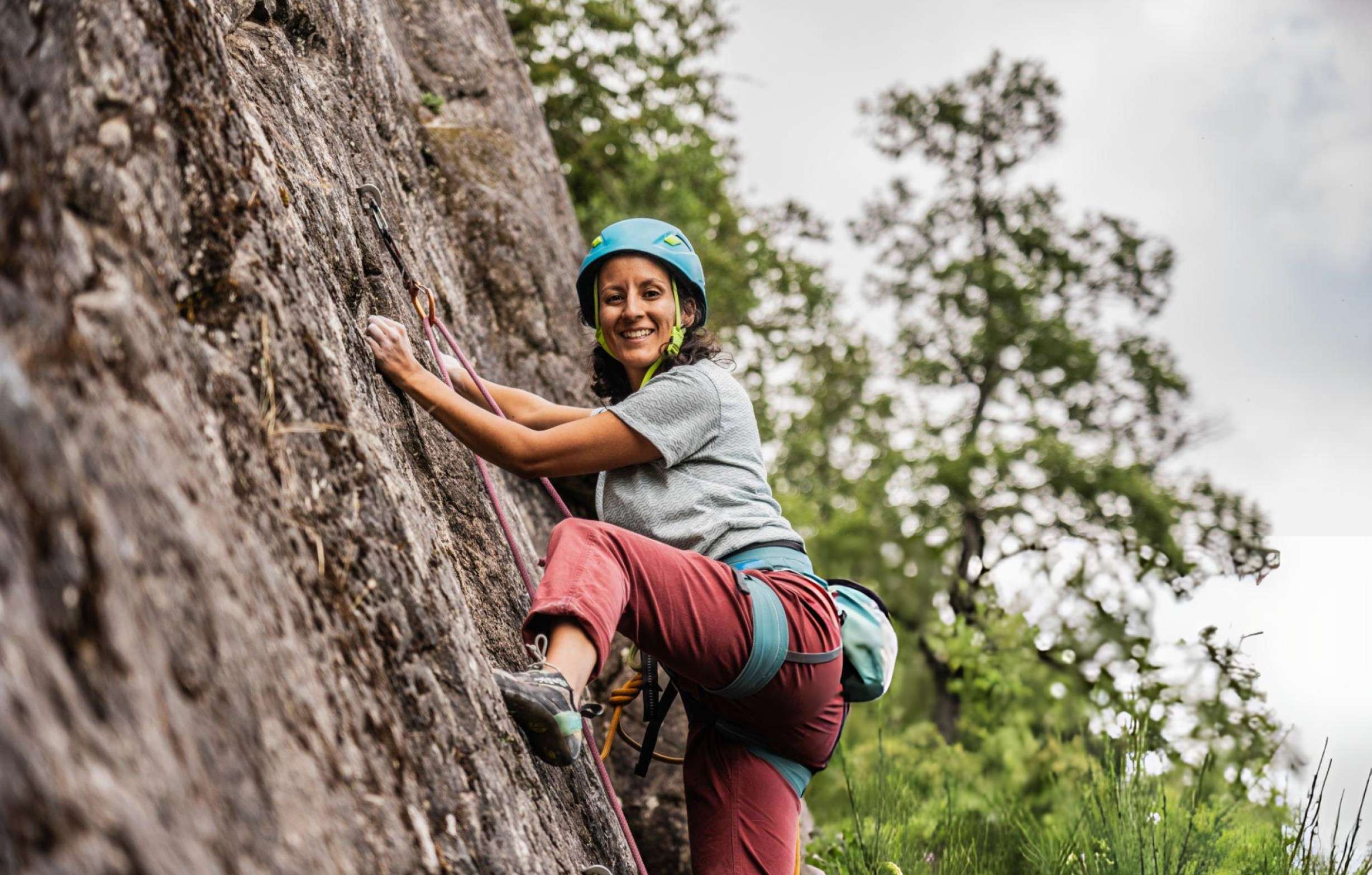 Take on the challenge of climbing a 40-feet rock wall