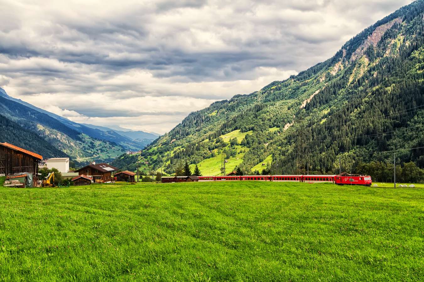 The Glacier Express traveling through the alps