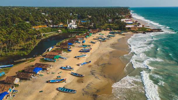 Aerial view of Varkala Beach